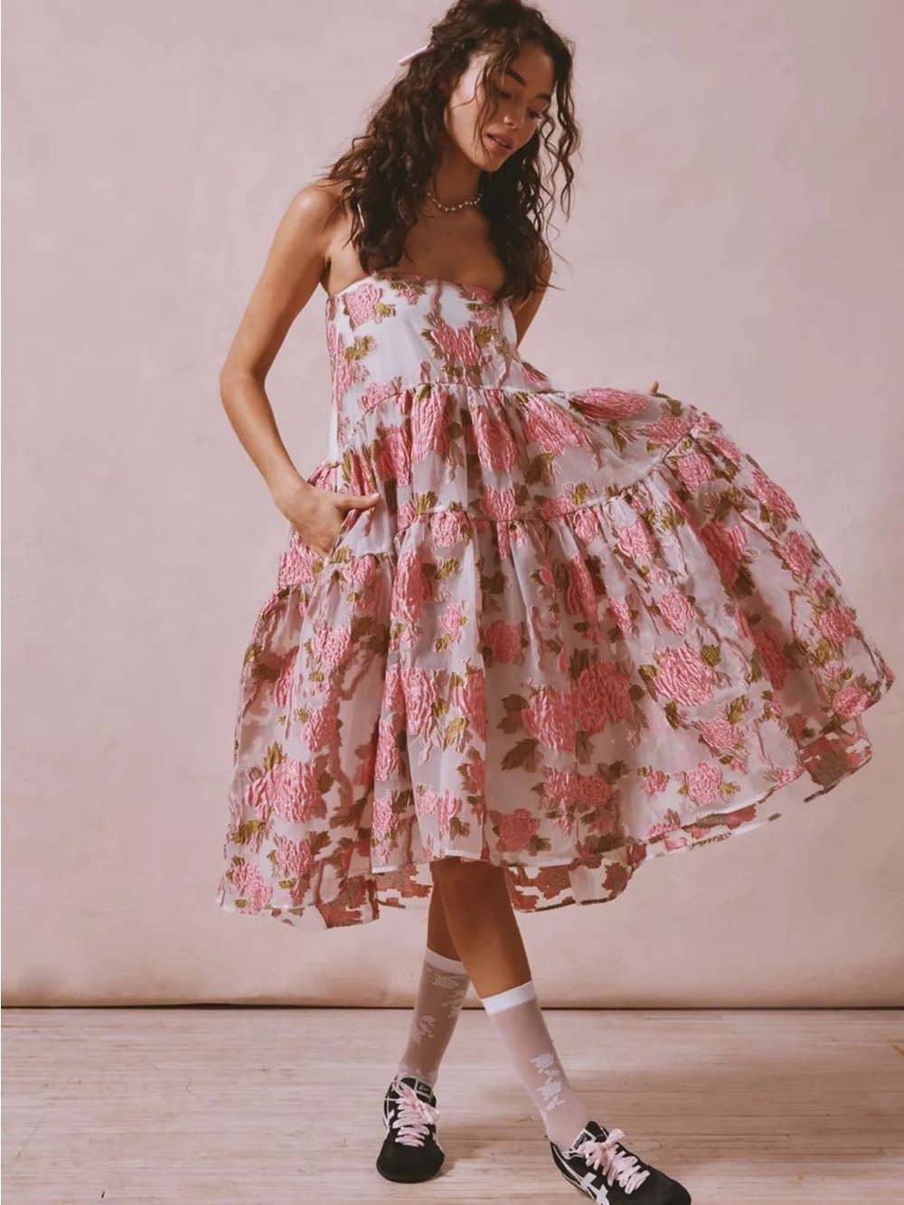 SISTER JANE DREAM
TULIPA JACQUARD TIERED DRESS GERANIUM PINK